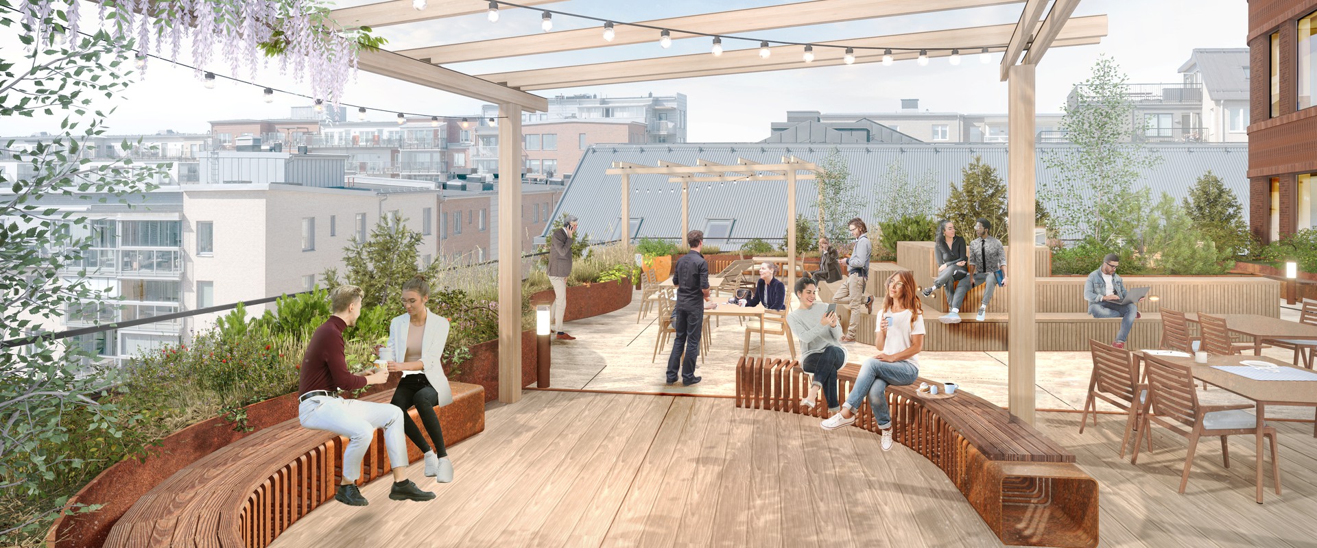 Häftigt kontor med tillgång till egen terrass