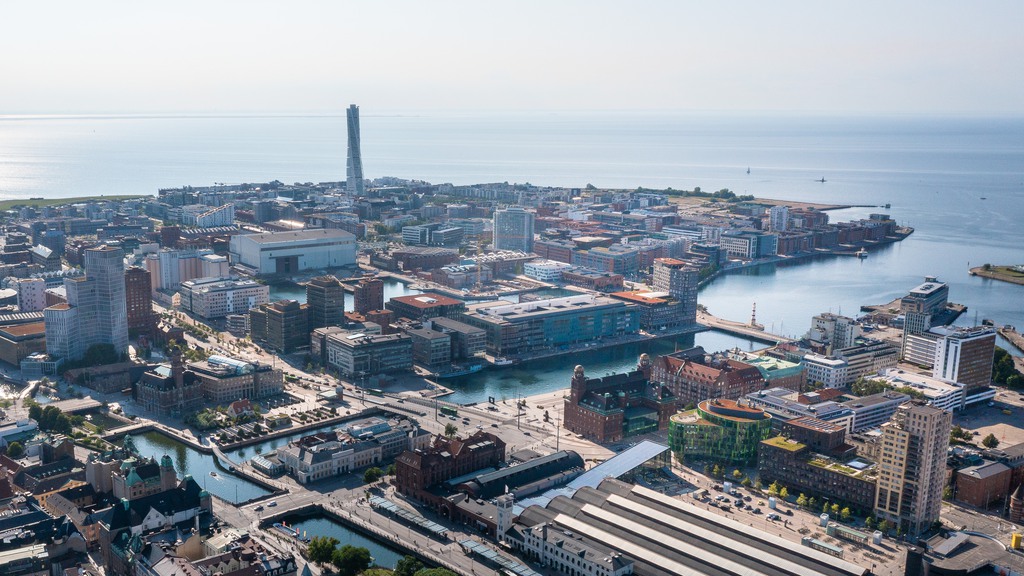 Flygvy över Nyhamnen i Malmö